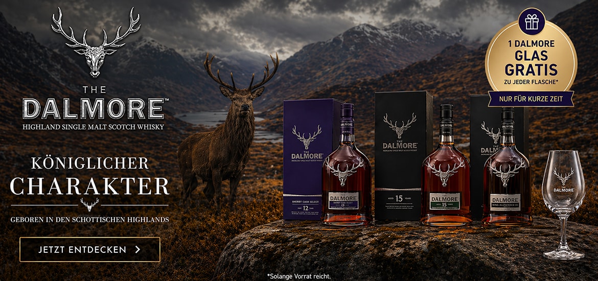 The Dalmore Highland Single Malt Scotch Whisky in den schottischen Highlands mit Royal Stag Hirsch und Premium Whiskys (12 Jahre, 15 Jahre, King Alexander III) – edler Scotch Whisky online entdecken und kaufen.