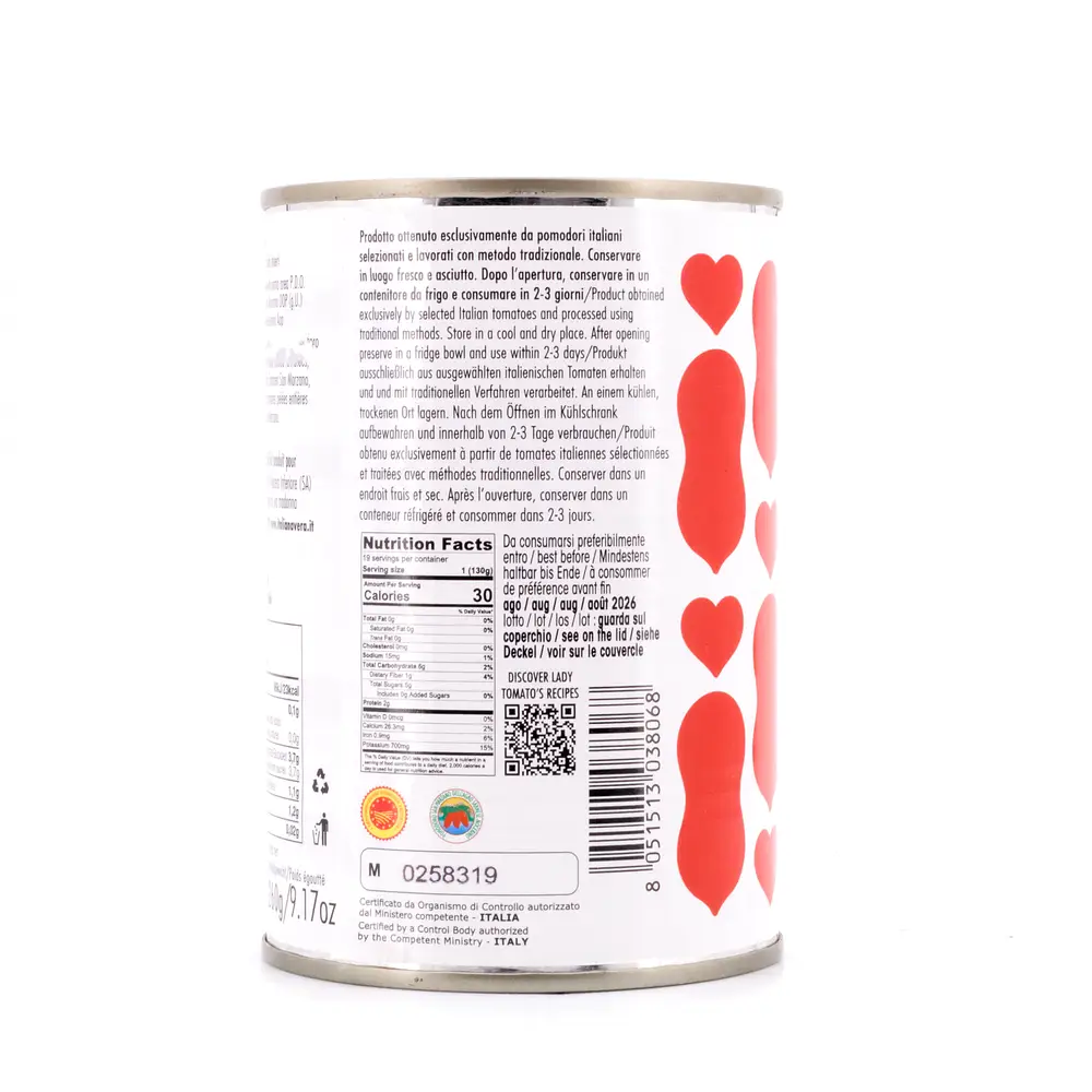 Agrigenus Pomodoro San Marzano dell´Agro Sarnese-Nocerino DOP geschälte Tomaten 240 Gramm Abtropfgewicht Produktbild