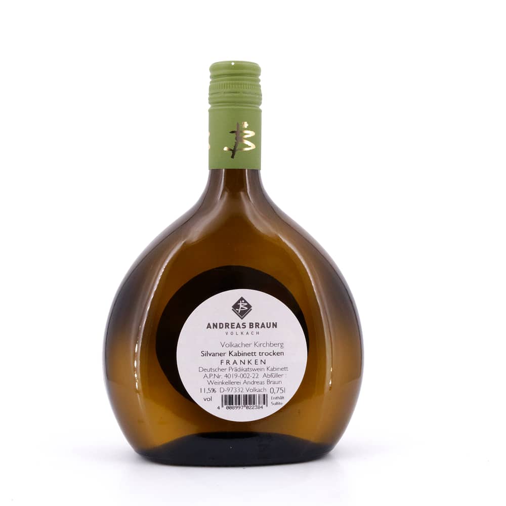 Andreas Braun Volkacher Kirchberg Silvaner Kabinett Jahrgang 2023 trocken 0,750 Liter/ 11.5% vol Produktbild