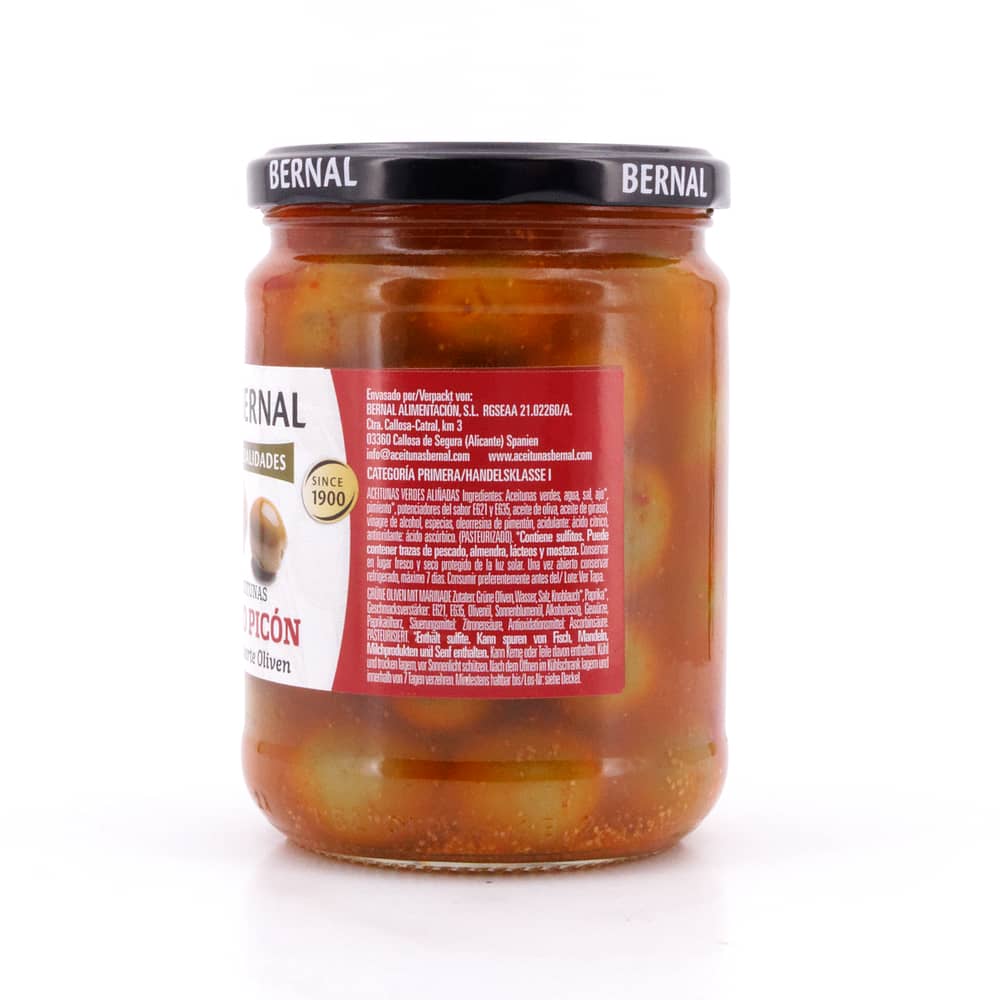 Bernal Grüne Oliven mariniert - Mojo-Picon 436g Glas 250 Gramm Abtropfgewicht Produktbild