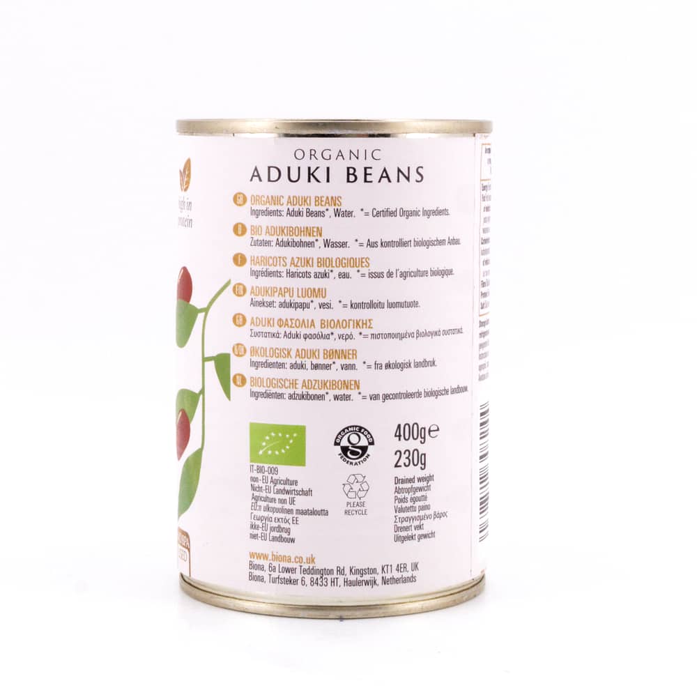 Biona Organic Aduki Beans Aduki-Bohnen in Wasser 230 Gramm Abtropfgewicht Produktbild