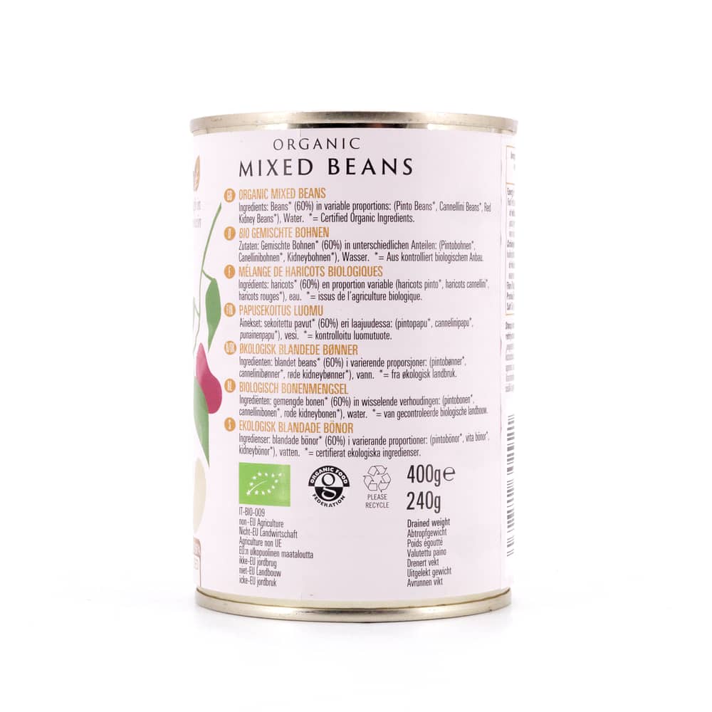 Biona Organic Mixed Beans Gemischte Bohnen 240 Gramm Abtropfgewicht Produktbild