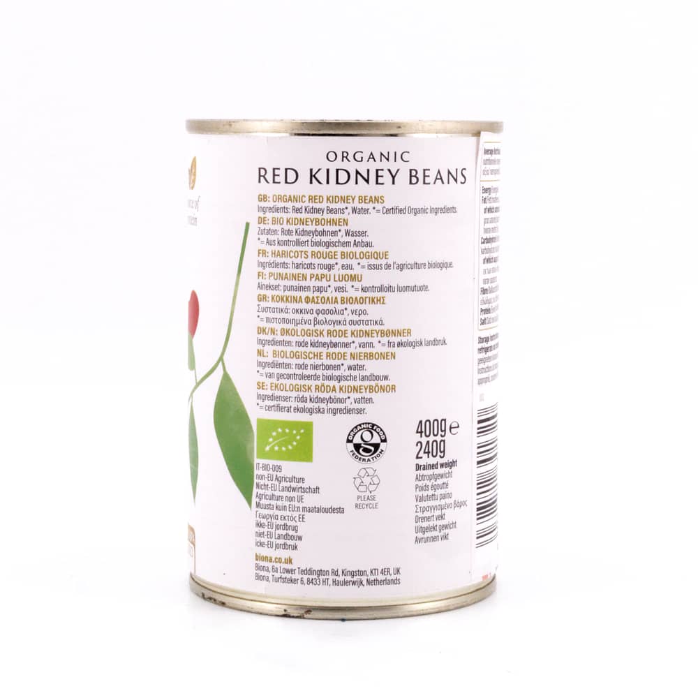 Biona Organic Red Kidney Beans Rote Kidneybohnen 240 Gramm Abtropfgewicht Produktbild