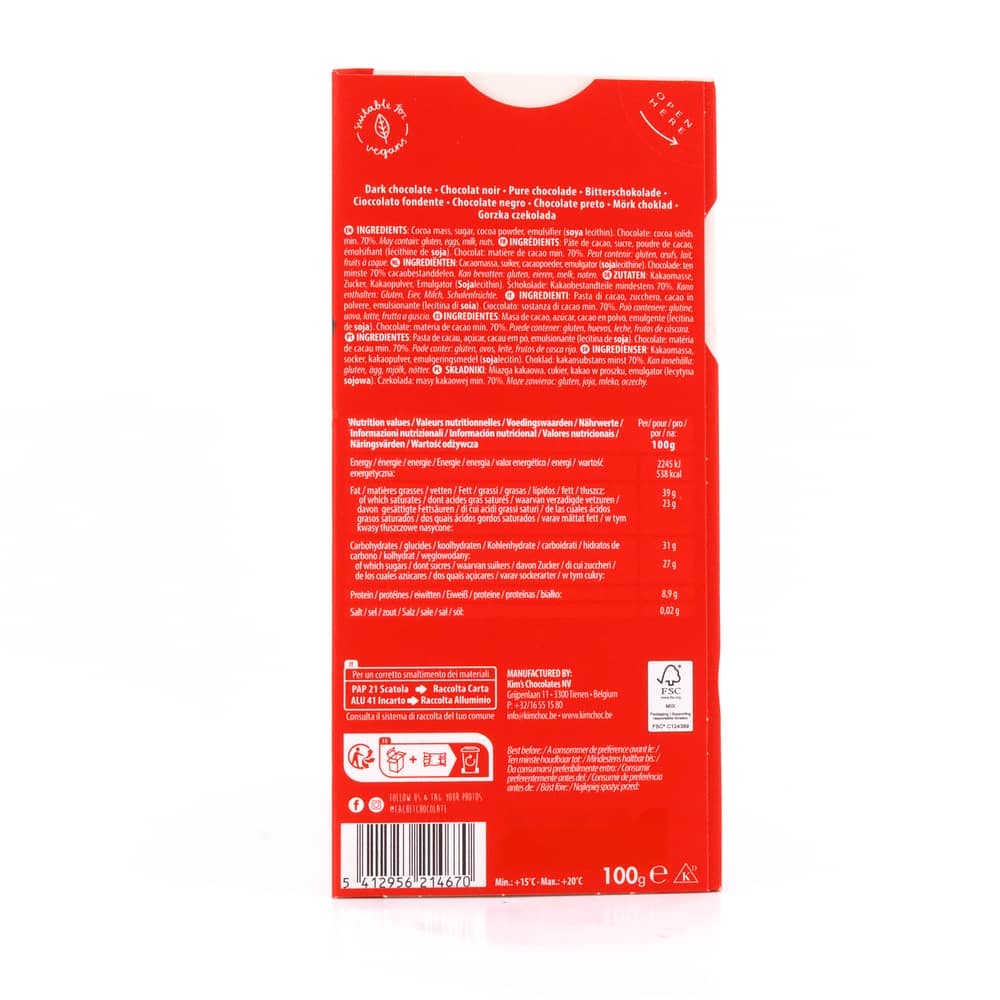 Cachet Extra Dark Chocolate 70% Cacao 100 Gramm Produktbild
