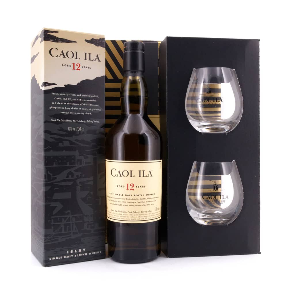 Caol Ila 12 Jahre Präsentverpackung mit 2 Stück Caol Ila Gläser 0,70 Liter/ 43.0% vol Produktbild