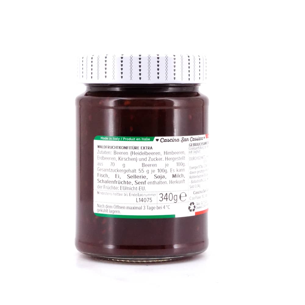 Cascina San Cassiano Confettura Frutti Di Bosco Waldbeeren Konfitüre 340 Gramm Produktbild