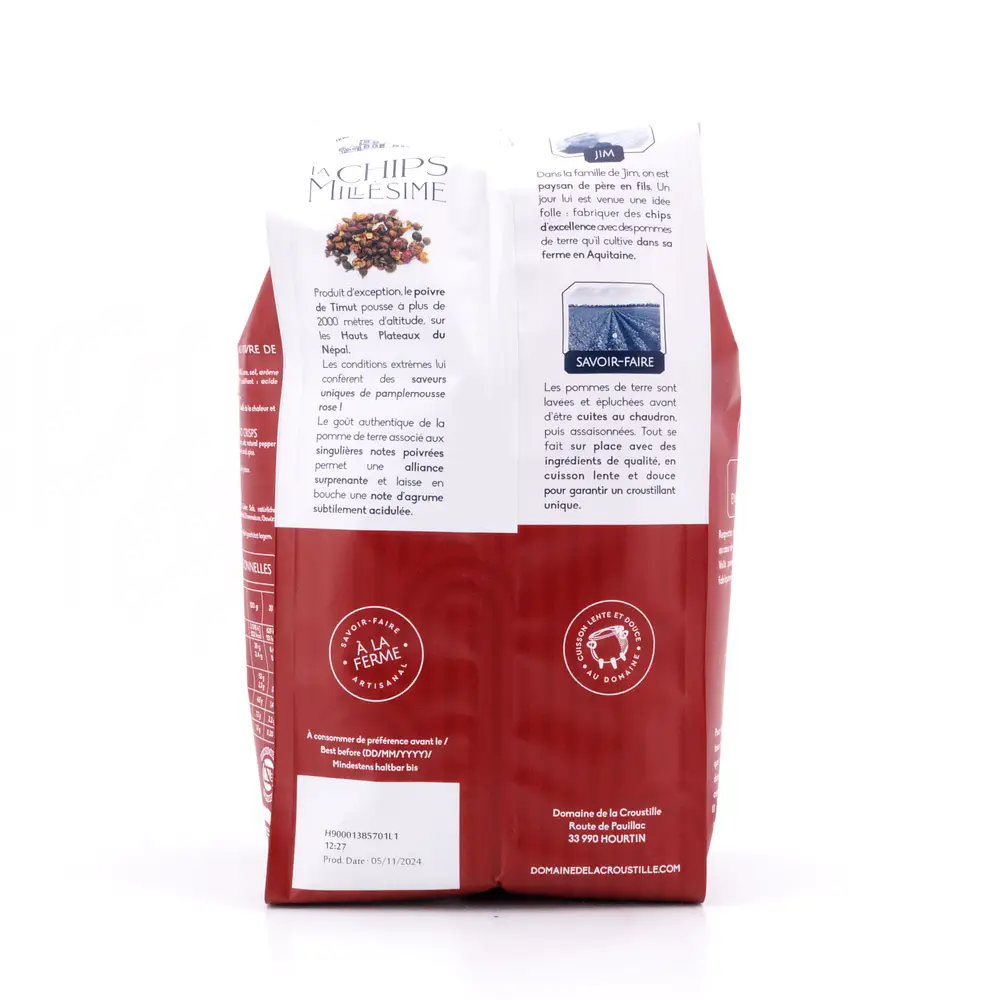Domaine de la Croustille La Chips Millésime au Poivre de Timut Kartoffelchips mit Timut-Pfeffer-Geschmack 130 Gramm Produktbild