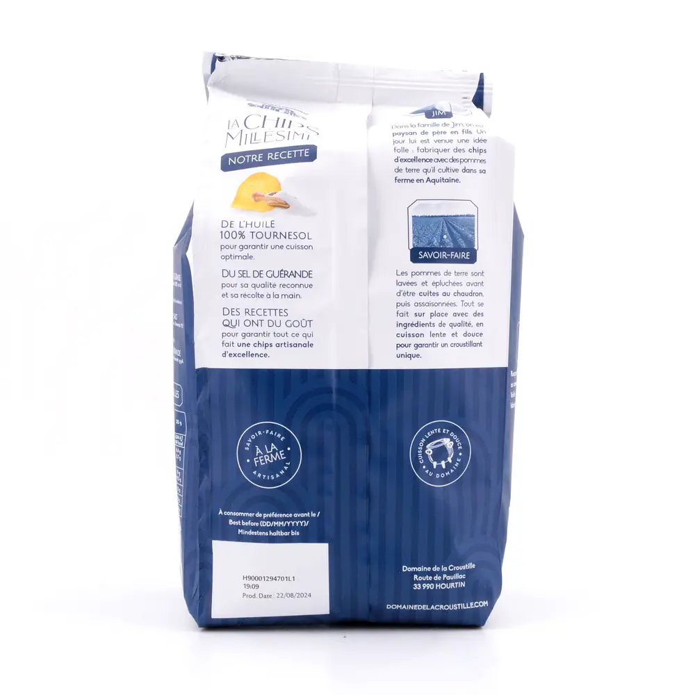 Domaine de la Croustille La Chips Millésime au Sel de Guérande Kartoffelchips mit Salz aus Guérande 130 Gramm Produktbild
