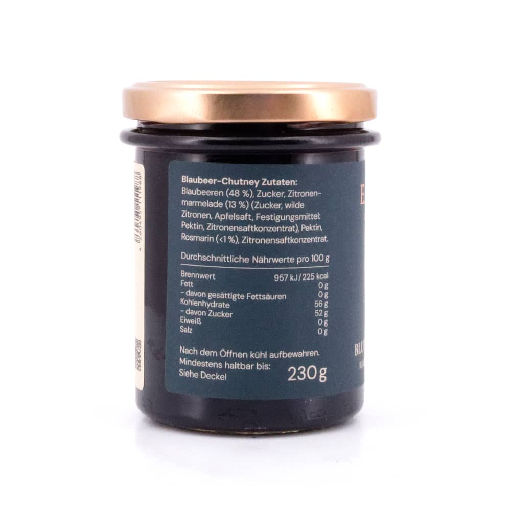 EASTON REED Blueberry Fine Pairing Blaubeeren-Chutney mit Rosmarin & Zitrone 230 Gramm Produktbild