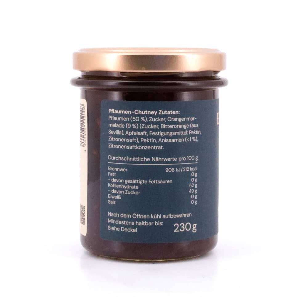 EASTON REED Plum Fine Pairing Pflaumen-Chutney mit Anis & Orange 230 Gramm Produktbild