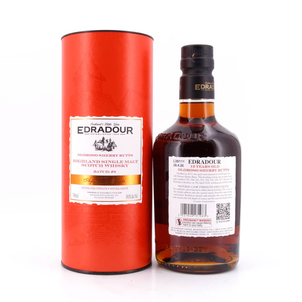Edradour 12 Jahre Oloroso Sherry Butts Natural Cask Strength Batch #8 0,70 Liter/ 58.0% vol Produktbild