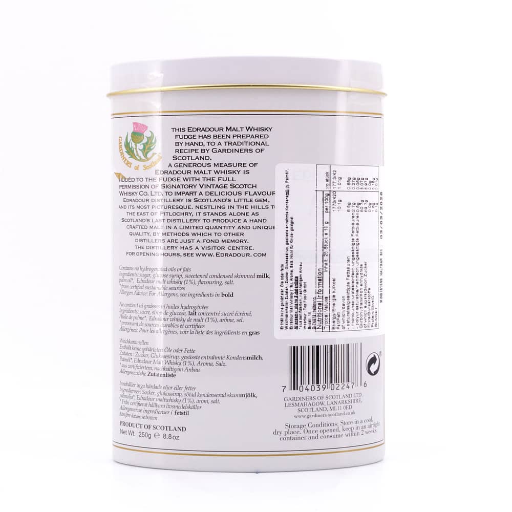 Edradour Whisky Fudge 25 Stück in dekorativer Metalldose 250 Gramm/ 1.0% vol Produktbild