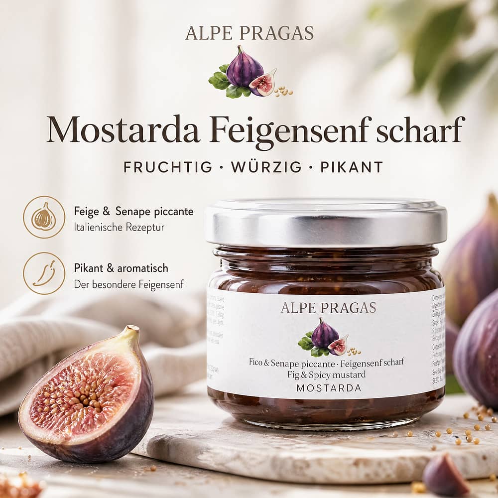 Alpe Pragas Mostarda Feigensenf scharf 70 Gramm Produktbild