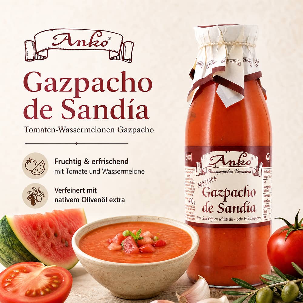 Anko Gazpacho de Sandia Tomaten-Wassermelonen Gazpacho 0,50 Liter Produktbild