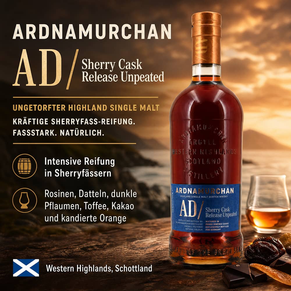 Ardnamurchan AD/Sherry Cask Release unpeated 0,70 Liter/ 56.9% vol Produktbild