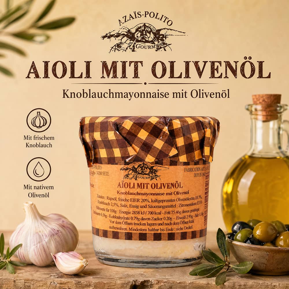 Azaïs-Polito Aioli mit Olivenöl Knoblauchmayonnaise mit Olivenöl 85 Gramm Produktbild