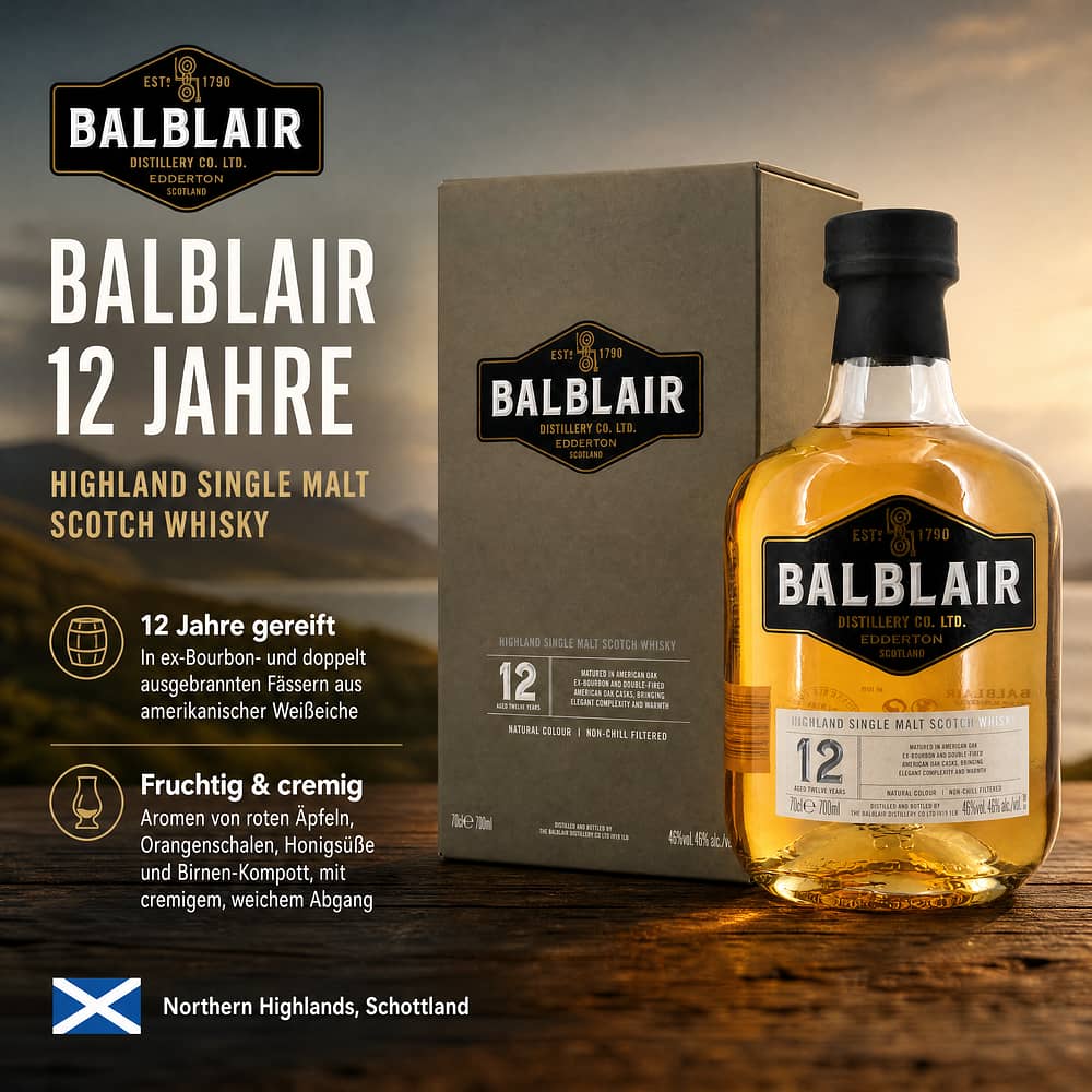 Balblair 12 Jahre 0,70 Liter/ 46.0% vol Produktbild