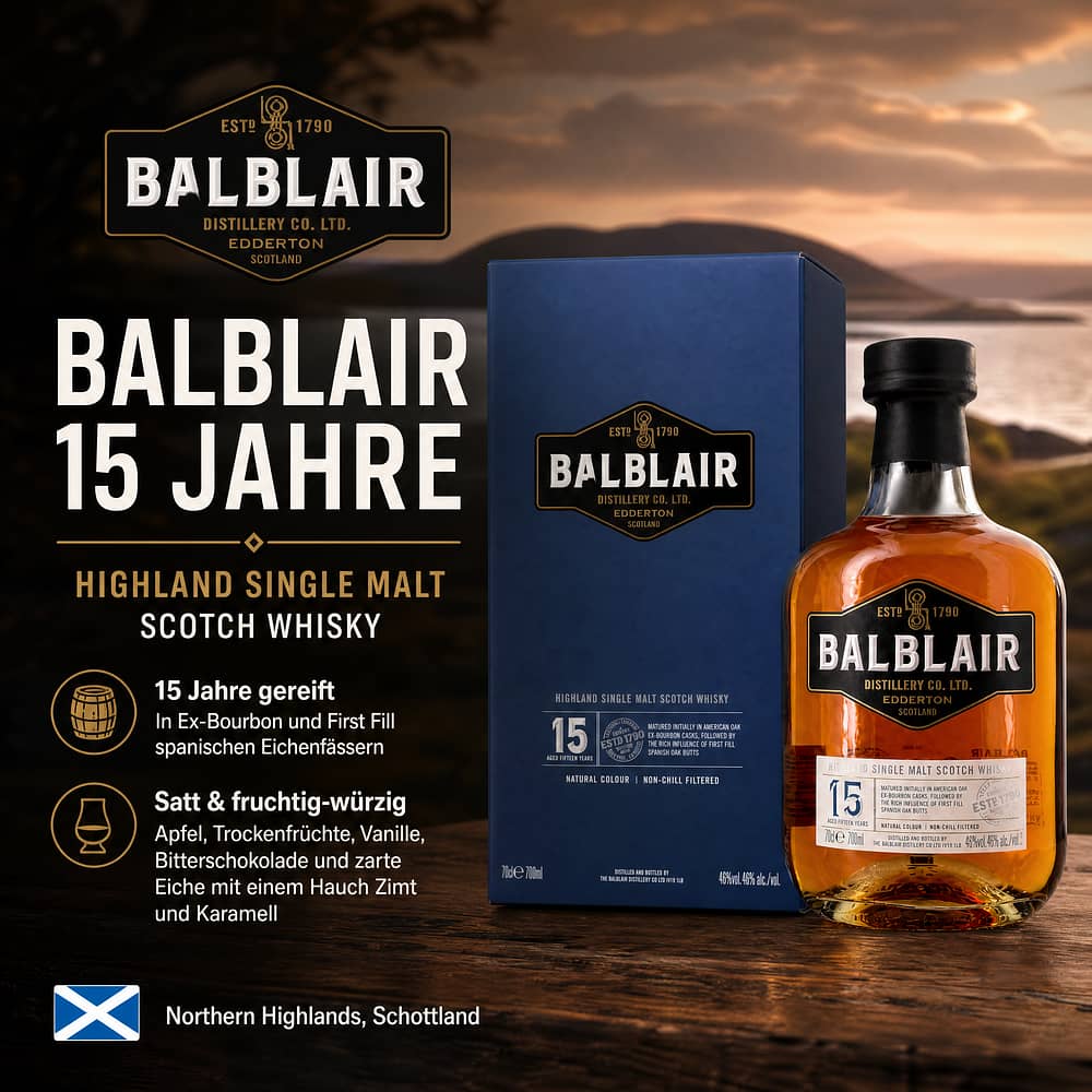 Balblair 15 Jahre 0,70 Liter/ 46.0% vol Produktbild