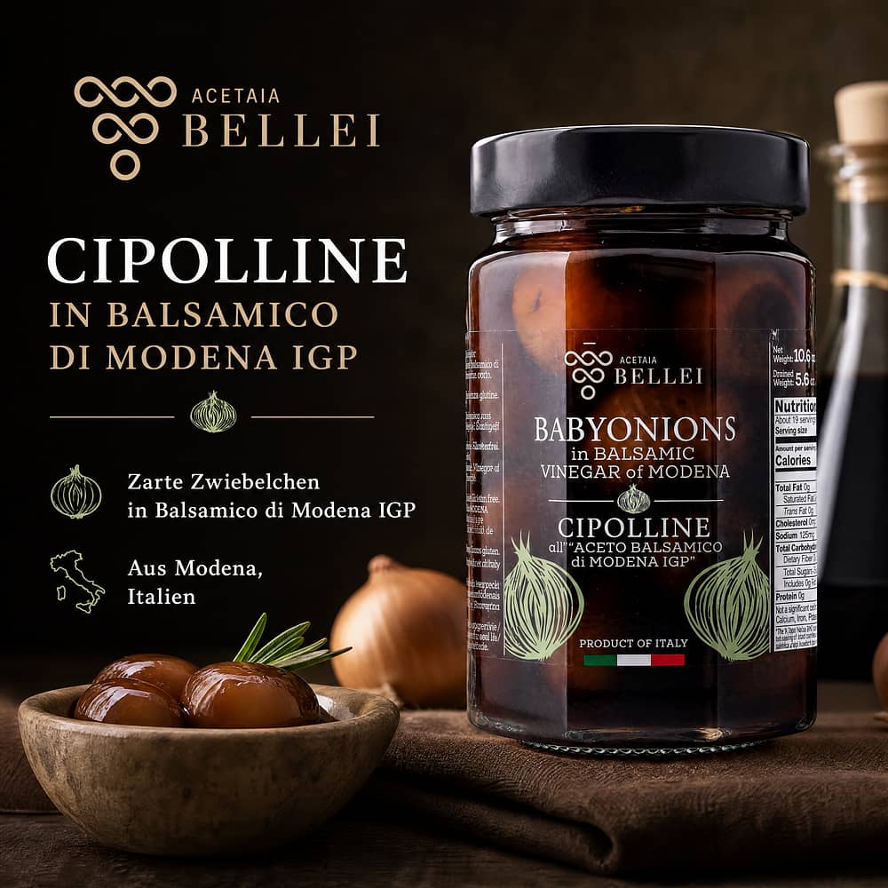 Bellei Cipolline all 'Aceto Balsamico di Modena I.G.P.' Zwiebelchen in Balsamessig aus Modena 160 Gramm Abtropfgewicht Produktbild