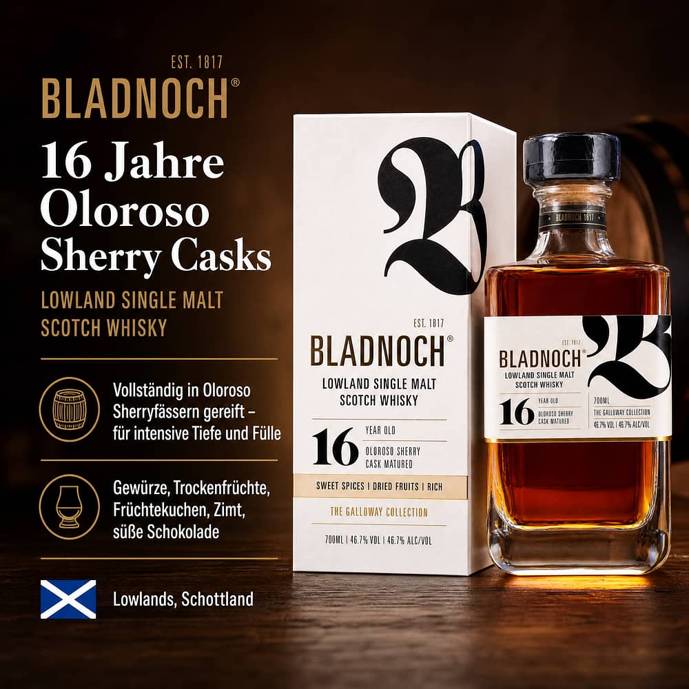 Bladnoch 16 Jahre Oloroso Sherry Casks 0,70 Liter/ 46.7% vol Produktbild