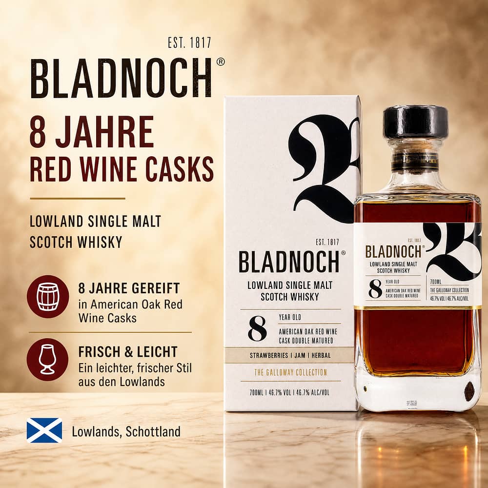 Bladnoch 8 Jahre Red Wine Casks 0,70 Liter/ 46.7% vol Produktbild