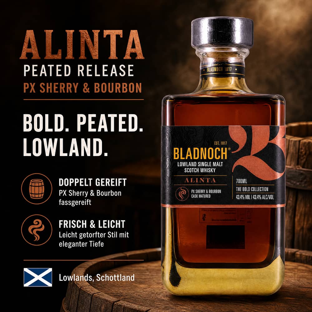 Bladnoch Bladnoch Alinta peated Release PX Sherry & Bourbon 0,70 Liter/ 43.3% vol Produktbild