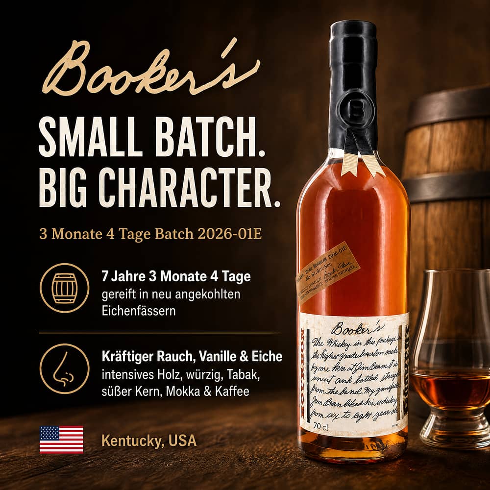 Booker's Small Batch Bourbon 7 Jahre 3 Monate 4 Tage Batch 2026-01E 0,70 Liter/ 61.9% vol Produktbild
