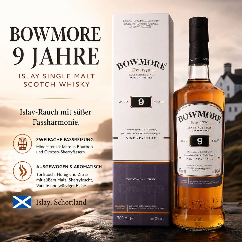 Bowmore 9 Jahre 0,70 Liter/ 40.0% vol Produktbild