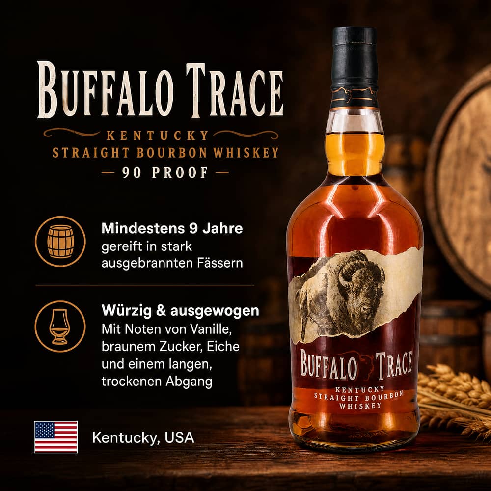 Buffalo Trace Kentucky Straight Bourbon Whiskey 90 Proof 0,70 Liter/ 45.0% vol Produktbild