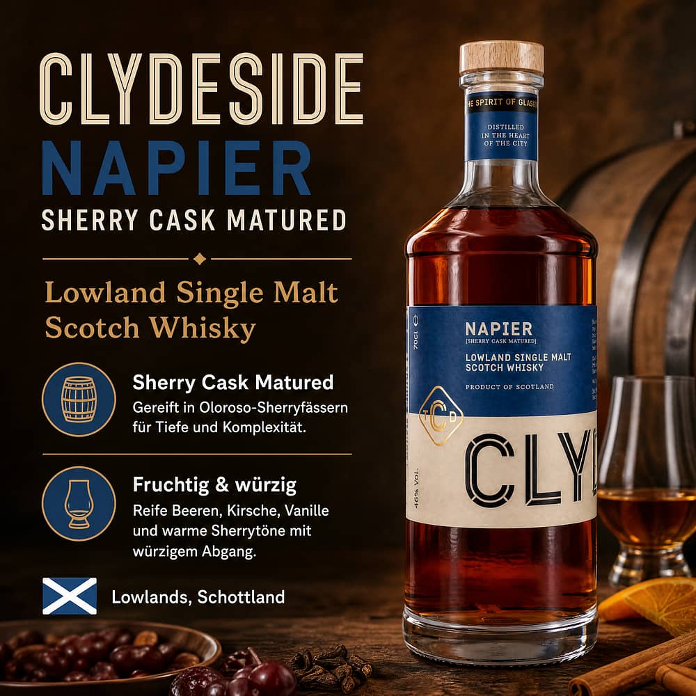 Clydeside Napier Sherry Cask Matured 0,70 Liter/ 46.0% vol Produktbild
