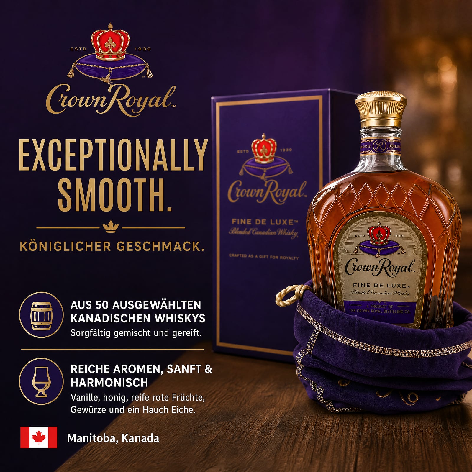 Crown Royal Fine de Luxe Literflasche 1 Liter/ 40.0% vol