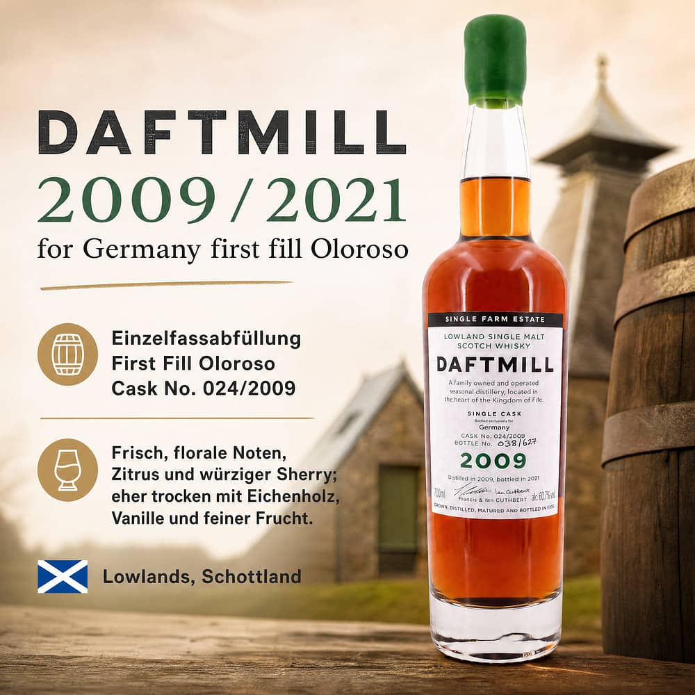 Daftmill 2009 / 2021 for Germany first fill Oloroso 0,70 Liter/ 60.7% vol Produktbild