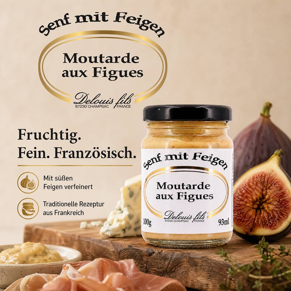 Delouis Fils Moutarde aux Figues Senf mit Feigen 100 Gramm Produktbild
