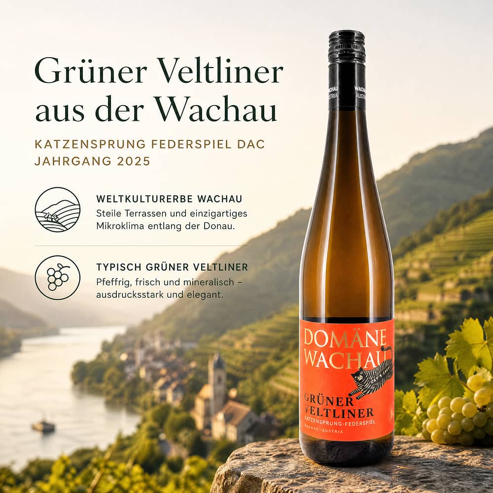 Domäne Wachau Grüner Veltliner Katzensprung Federspiel DAC Jahrgang 2025 0,750 Liter/ 12.0% vol Produktbild