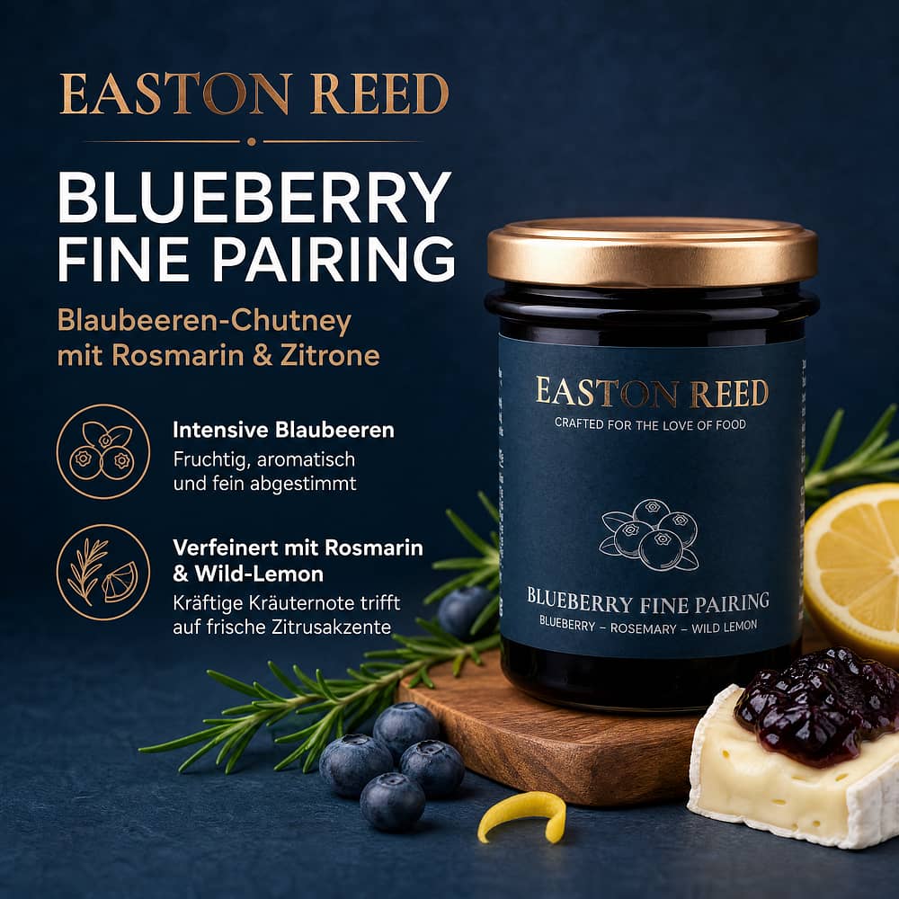 EASTON REED Blueberry Fine Pairing Blaubeeren-Chutney mit Rosmarin & Zitrone 230 Gramm Produktbild