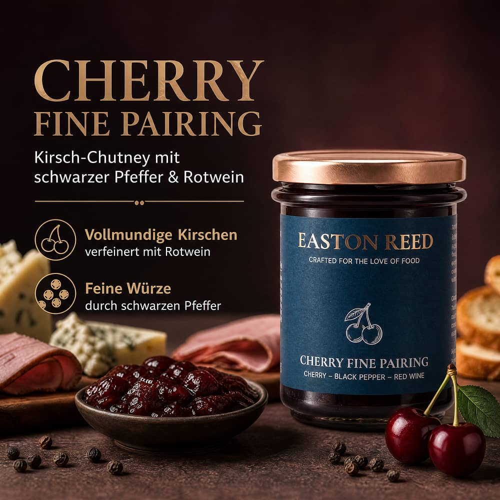 EASTON REED Cherry Fine Pairing Kirsch-Chutney mit schwarzer Pfeffer & Rotwein 230 Gramm Produktbild