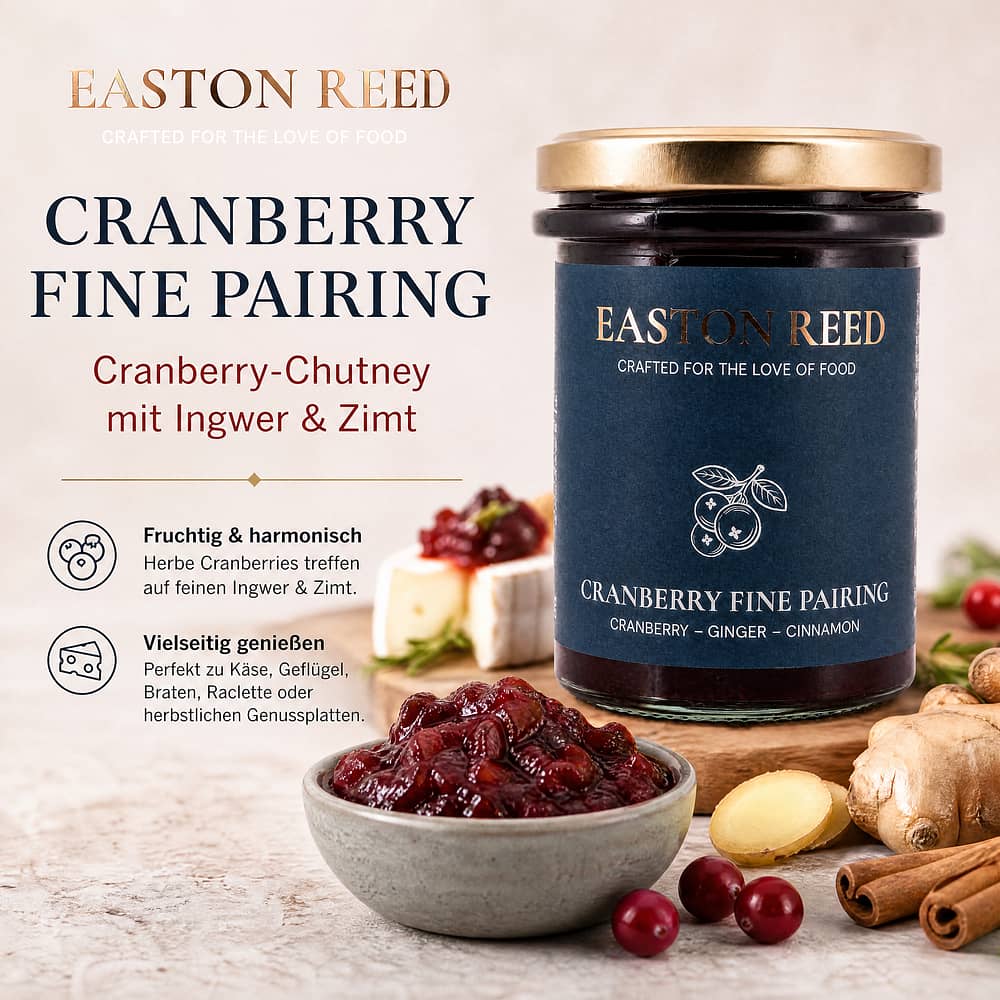 EASTON REED Cranberry Fine Pairing Cranberry-Chutney mit Ingwer & Zimt 230 Gramm Produktbild