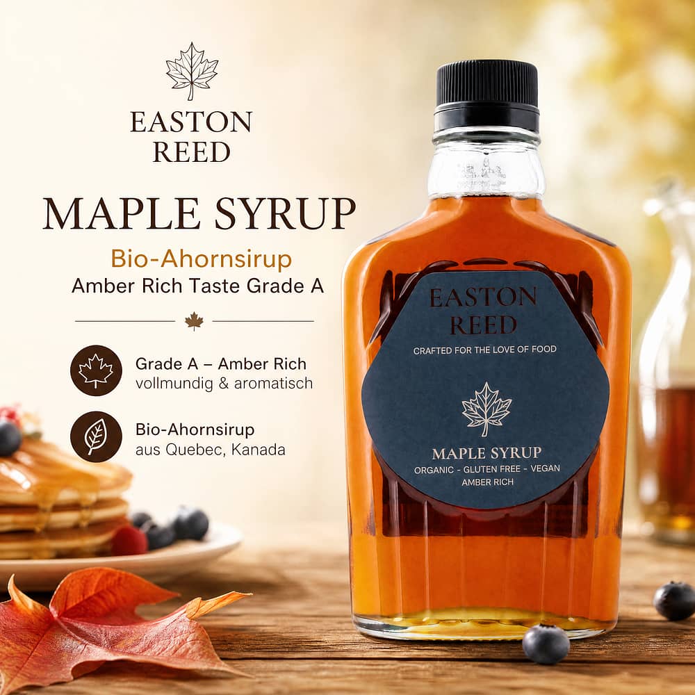 EASTON REED Maple Syrup Bio-Ahornsirup Amber Rich Taste Grade A 250 ml Produktbild