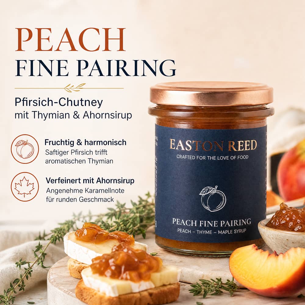 EASTON REED Peach Fine Pairing Pfirsich-Chutney mit Thymian & Ahornsirup 230 Gramm Produktbild