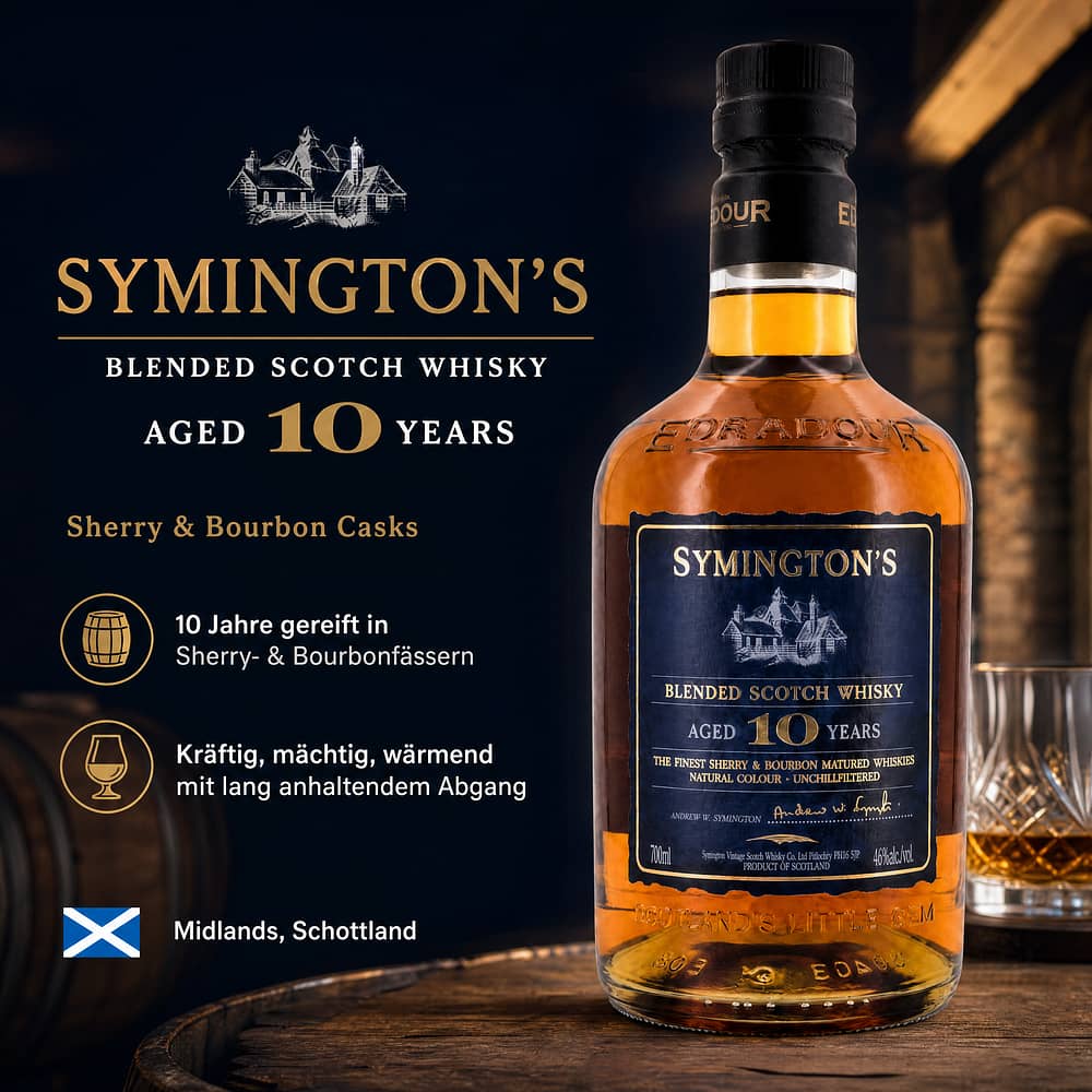 Edradour Symingtons Blended Scotch Whisky - 10 Jahre Sherry & Bourbon Casks 0,70 Liter/ 46.0% vol Produktbild