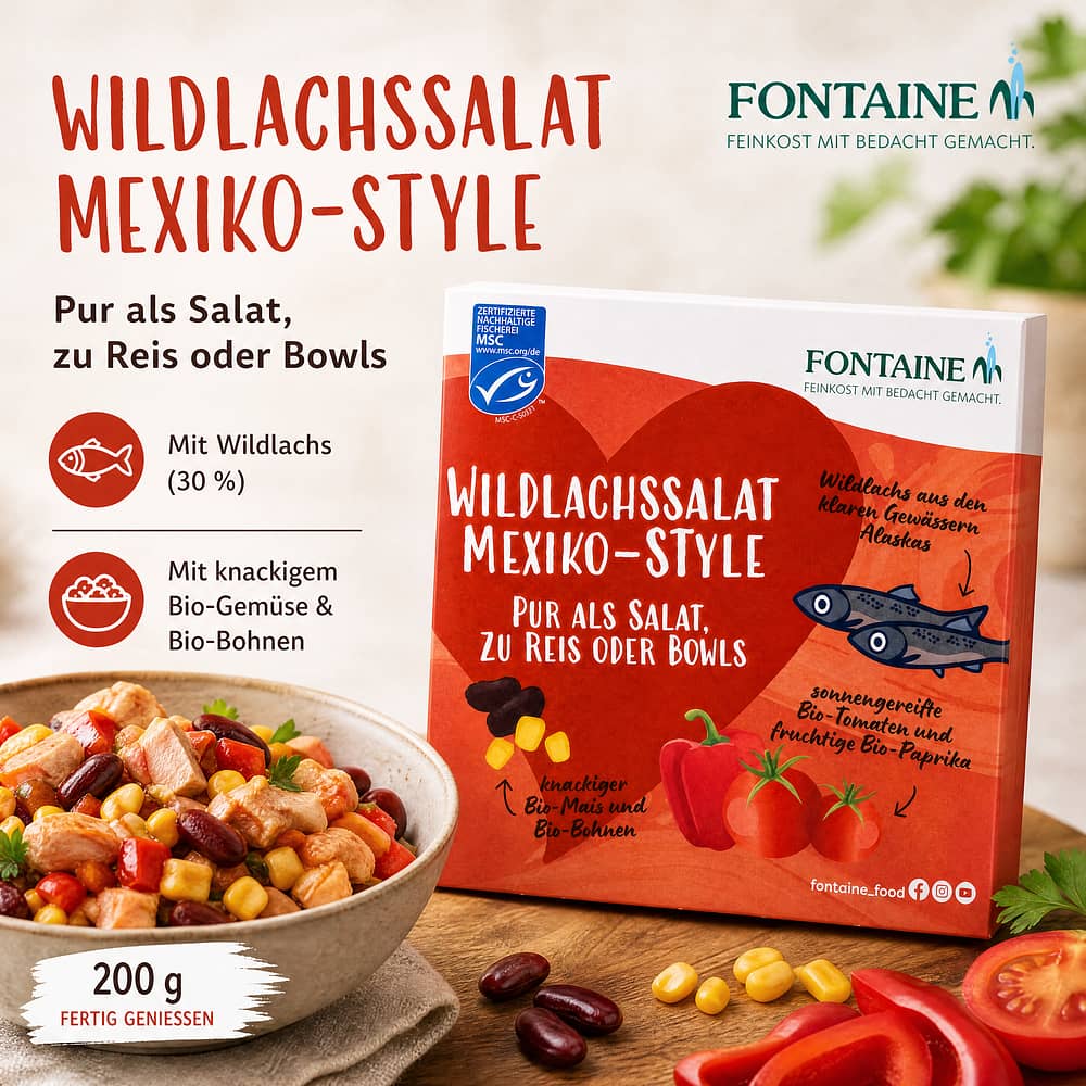 Fontaine Wildlachssalat Mexiko-Style 200g 200 Gramm Produktbild