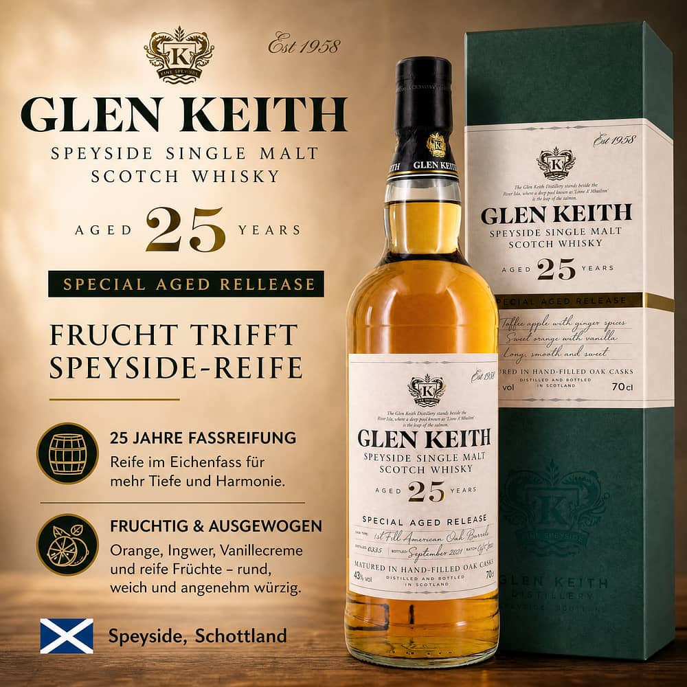 Glen Keith 25 Jahre Special Aged Rellease 0,70 Liter/ 43.0% vol Produktbild