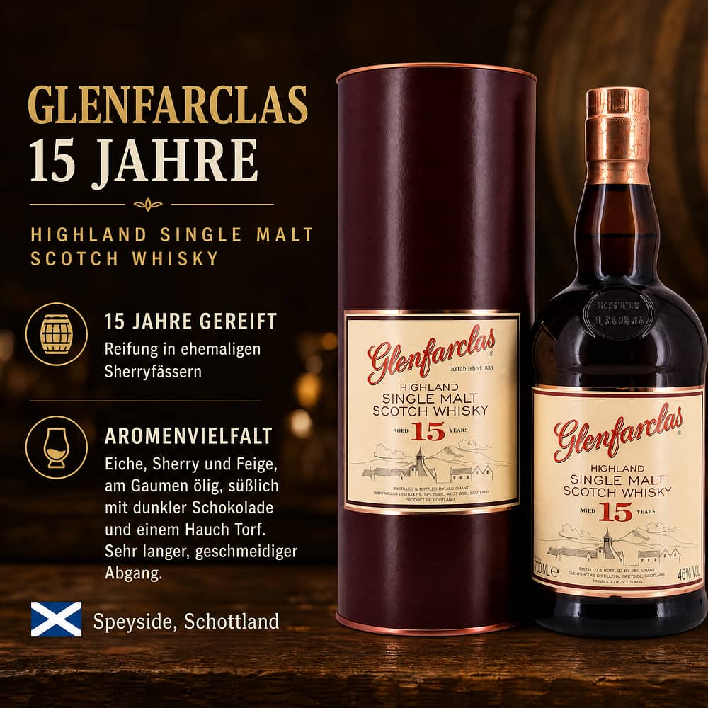 Glenfarclas 15 Jahre 0,70 Liter/ 46.0% vol Produktbild