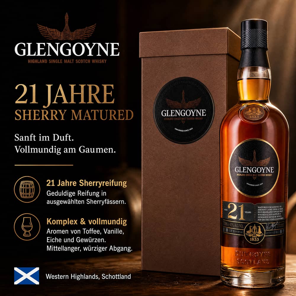 Glengoyne 21 Jahre Sherry matured 0,70 Liter/ 43.0% vol Produktbild