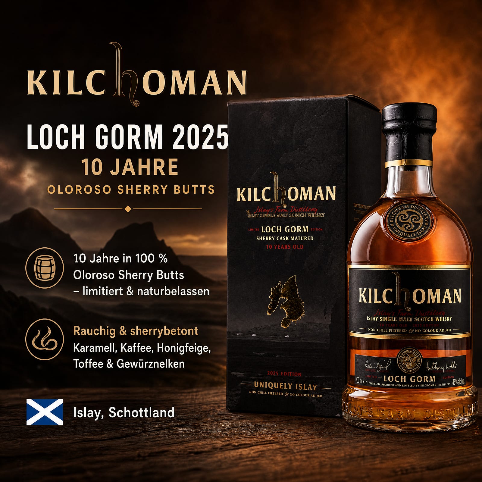 Kilchoman Loch Gorm 2025 10 Jahre Oloroso Sherry Butts 0,70 Liter