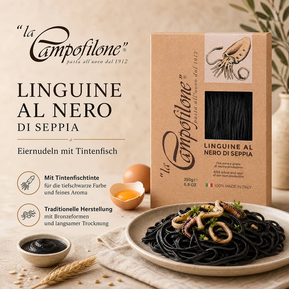 La Campofilone Linguine Tintenfisch Eiernudeln 250 Gramm Produktbild