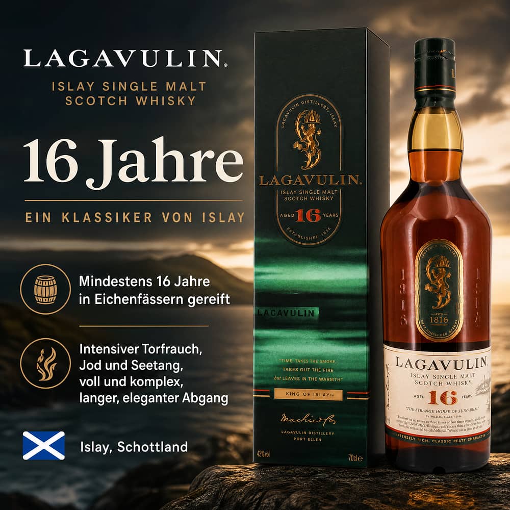 Lagavulin 16 Jahre 0,70 Liter/ 43.0% vol Produktbild
