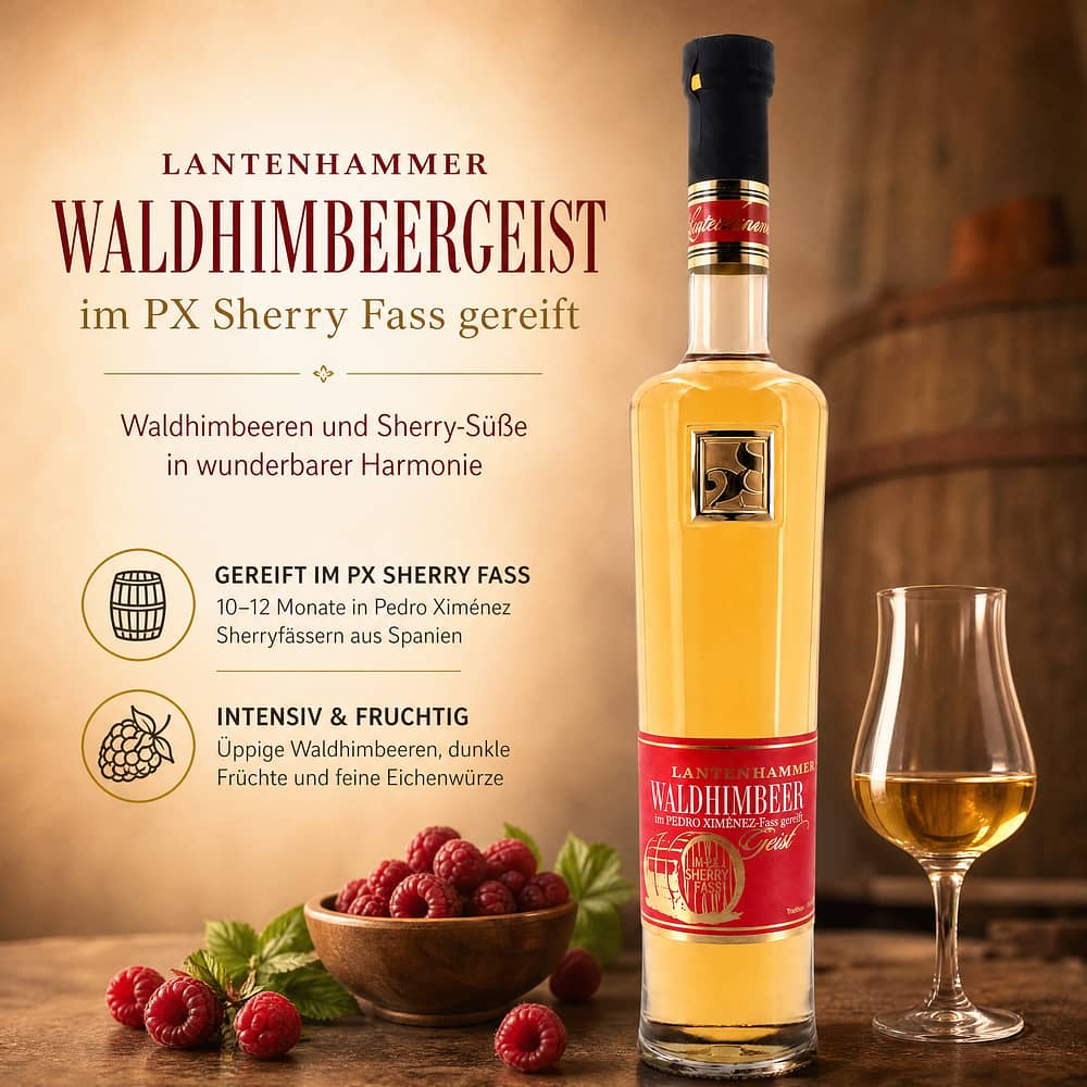 Lantenhammer Waldhimbeergeist im PX Sherry Fass gereift 0,50 Liter/ 42.0% vol Produktbild