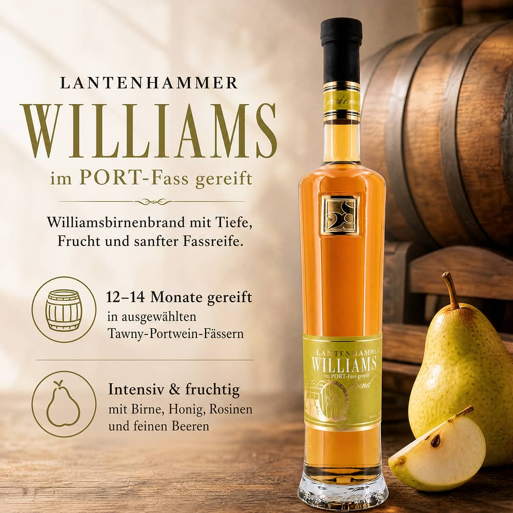 Lantenhammer Williamsbrand im Port Fass gereift 0,50 Liter/ 42.0% vol Produktbild