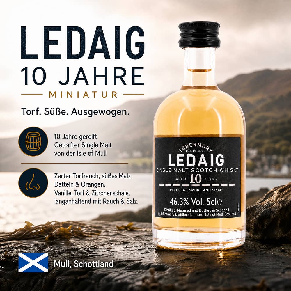 Ledaig 10 Jahre Miniatur 0,050 Liter/ 46.3% vol Produktbild
